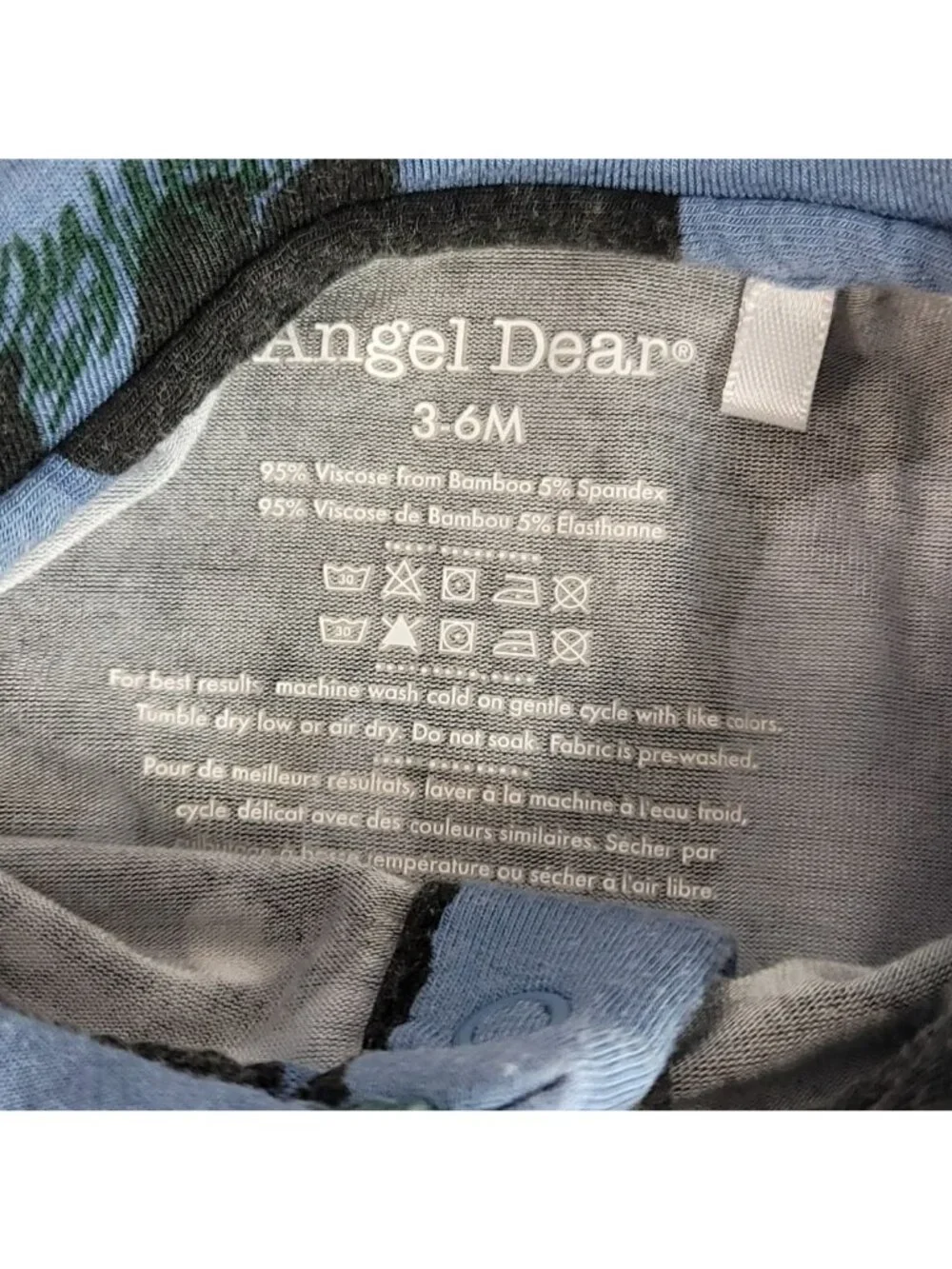 Angel Dear Bears Sleeper Blue Black 3-6M One Piece Snaps Long Sleeve Bamboo